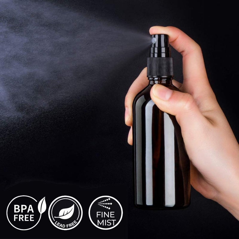 Hydior Amber Glass Spray Bottles for Essential Oils, 4oz Empty Small Fine Mist Spray Bottle 2 Pack - Image 2